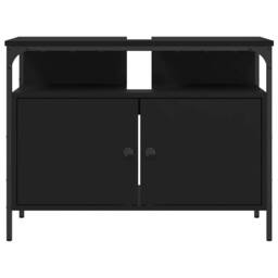Berkfield Home Sturdy Bathroom Sink Cabinet Black 80x30x60 cm Engineered Wood - Size: 80 x 30 x 60 cm - thumbnail 5