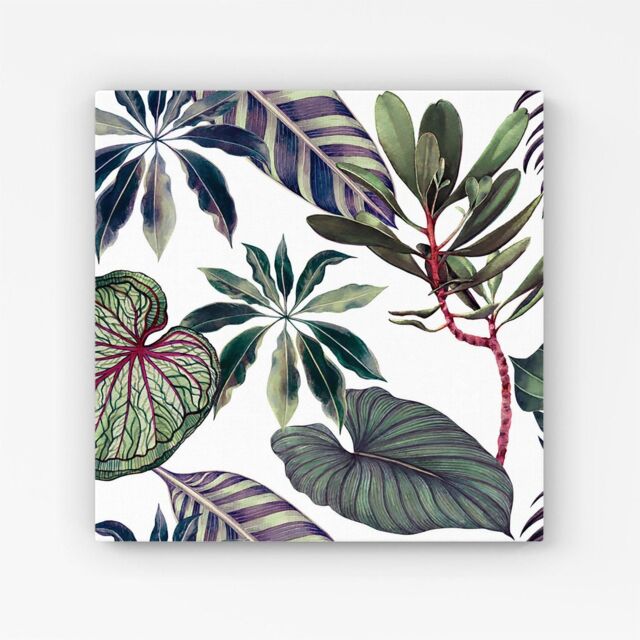 Warren Reed - Designer Watercolor Tropical Leaf Canvas in Green - Size: w10 inch x h10 inch - image 1