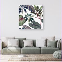 Warren Reed - Designer Watercolor Tropical Leaf Canvas in Green - Size: w10 inch x h10 inch - thumbnail 4