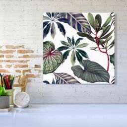 Warren Reed - Designer Watercolor Tropical Leaf Canvas in Green - Size: w10 inch x h10 inch - thumbnail 2