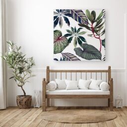 Warren Reed - Designer Watercolor Tropical Leaf Canvas in Green - Size: w10 inch x h10 inch - thumbnail 3