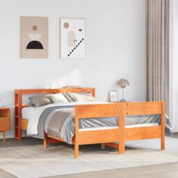 Berkfield Home Bed Frame without Mattress Wax Brown 120x200 cm Solid Wood Pine - Size: Small Double - thumbnail 1