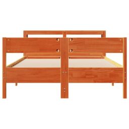 Berkfield Home Bed Frame without Mattress Wax Brown 120x200 cm Solid Wood Pine - Size: Small Double - thumbnail 4