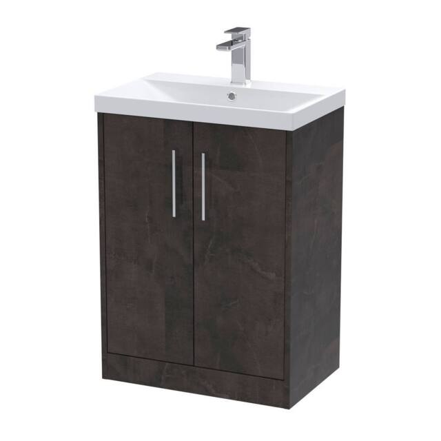 Balterley Winshill Contemporary 2 Door Floor Standing Vanity Basin Unit, 600mm in Grey - image 1