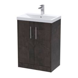 Balterley Winshill Contemporary 2 Door Floor Standing Vanity Basin Unit, 600mm in Grey