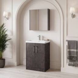 Balterley Winshill Contemporary 2 Door Floor Standing Vanity Basin Unit, 600mm in Grey - thumbnail 4