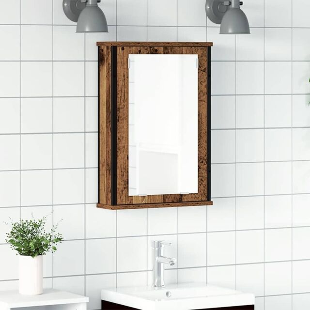 Berkfield Home Bathroom Mirror Cabinet Old Wood 42x12x60 cm Engineered Wood in Brown - Size: 42 x 12 x 60 cm - image 1