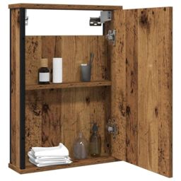 Berkfield Home Bathroom Mirror Cabinet Old Wood 42x12x60 cm Engineered Wood in Brown - Size: 42 x 12 x 60 cm - thumbnail 3