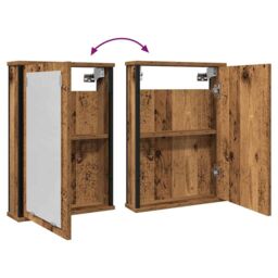 Berkfield Home Bathroom Mirror Cabinet Old Wood 42x12x60 cm Engineered Wood in Brown - Size: 42 x 12 x 60 cm - thumbnail 7