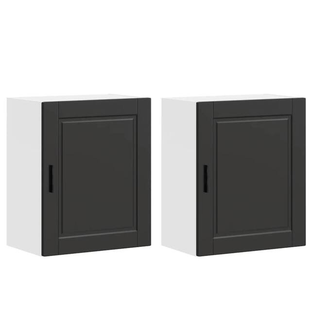 Berkfield Home Kitchen Wall Cabinets 2 pcs Porto Black Engineered Wood - image 1