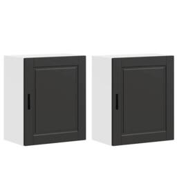 Berkfield Home Kitchen Wall Cabinets 2 pcs¬†Porto Black Engineered Wood - thumbnail 1