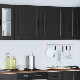 Berkfield Home Kitchen Wall Cabinets 2 pcs¬†Porto Black Engineered Wood - thumbnail 4