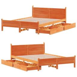 Berkfield Home Bed Frame without Mattress Wax Brown 120x200 cm Solid Wood Pine - Size: Small Double - thumbnail 3