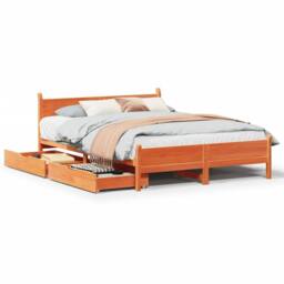 Berkfield Home Bed Frame without Mattress Wax Brown 120x200 cm Solid Wood Pine - Size: Small Double - thumbnail 1