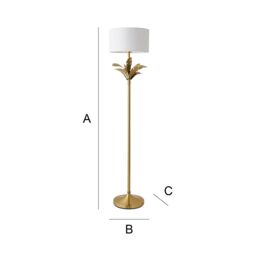 ValueLights Christina Fabric Drum Shade Gold Palm Leaf Floor Lamp with LED Bulb in White - thumbnail 8