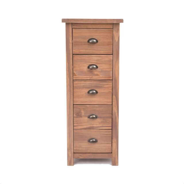 Cabinet Bits Padua 5 Drawer Narrow Chest of Drawers Brass Cup Handle in Brown - image 1