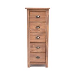 Cabinet Bits Padua 5 Drawer Narrow Chest of Drawers Brass Cup Handle in Brown - thumbnail 1