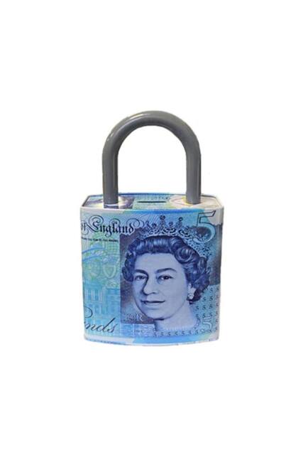 KDMD Large Padlock Shape Money Tin Bank Piggy Bank With Handle in Blue - image 1