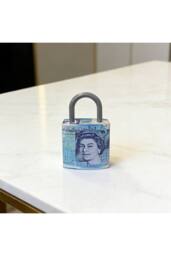 KDMD Large Padlock Shape Money Tin Bank Piggy Bank With Handle in Blue - thumbnail 2