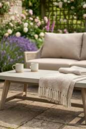 Dibor 4pc Garden Sofa Set Woven Patio Furniture with Cushions Coffee Table in Natural - thumbnail 5