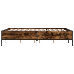 Berkfield Home Bed Frame without Mattress Smoked Oak 140x190 cm in Brown - thumbnail 5