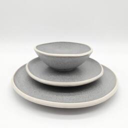 Glim & Glam Reactive Grey Glaze Dinner Set Nordic Pebble Plates Bowls 12pc Set - thumbnail 2