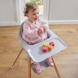 Liberty House Toys Kids High Chair - Grey & Beechwood in Pale Grey - thumbnail 3