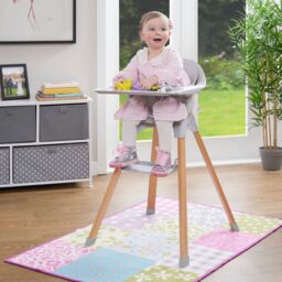 Liberty House Toys Kids High Chair - Grey & Beechwood in Pale Grey