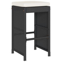 Berkfield Home Garden Bar Stools with Cushions 4 pcs Black Poly Rattan - thumbnail 3