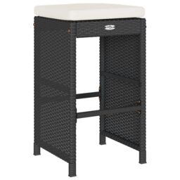 Berkfield Home Garden Bar Stools with Cushions 4 pcs Black Poly Rattan - thumbnail 6