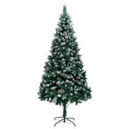 Berkfield Home Artificial Christmas Tree with Pine Cones & White Snow 240 cm in Green - thumbnail 1