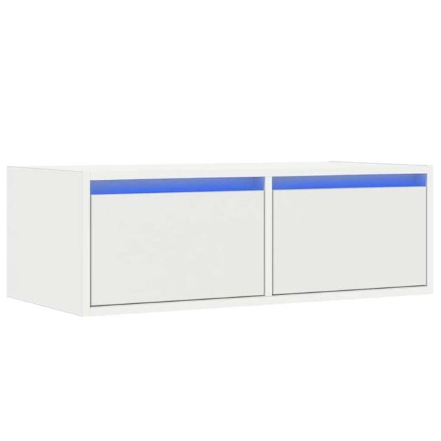 Berkfield Home TV Cabinet with LED Lights White 75x35.5x25 cm - image 1