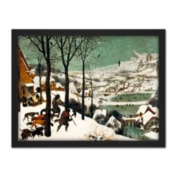 "Artery8 Wall Art Print Pieter Bruegel The Elder Hunters In The Snow Winter Large Framed Wall Décor Art in White - Size: W18"" x H24""" - thumbnail 1