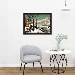 "Artery8 Wall Art Print Pieter Bruegel The Elder Hunters In The Snow Winter Large Framed Wall Décor Art in White - Size: W18"" x H24""" - thumbnail 2