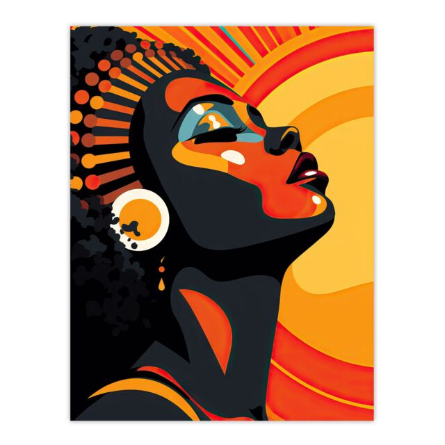 "Artery8 Strong Artwork Of Black Woman Sun Worship Unframed Wall Art Print Poster Home Decor Premium - Size: W12"" x H16""" - image 1