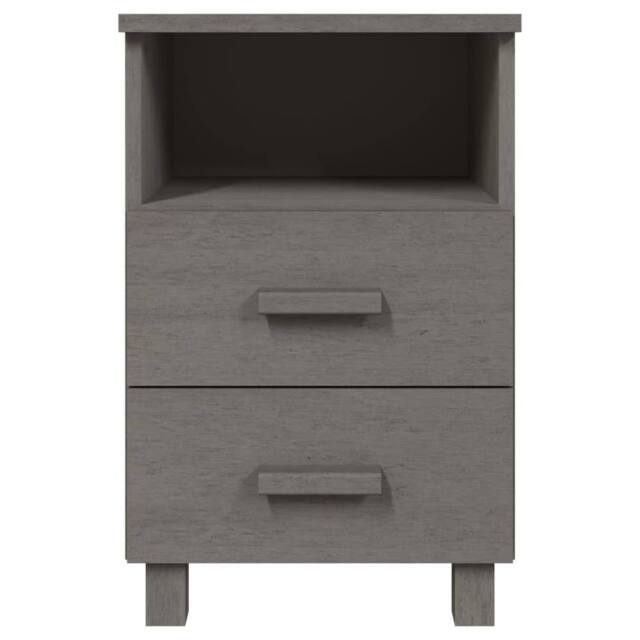 Berkfield Home Decorative Bedside Cabinet HAMAR Light Grey 40x35x62 cm Solid Woo - Size: 40 x 35 x 62 cm - image 1