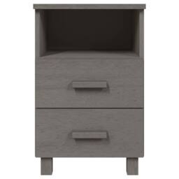 Berkfield Home Decorative Bedside Cabinet HAMAR Light Grey 40x35x62 cm Solid Woo - Size: 40 x 35 x 62 cm - thumbnail 1