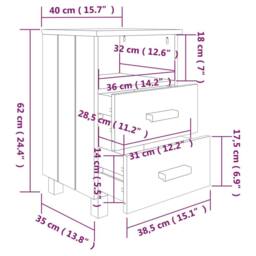 Berkfield Home Decorative Bedside Cabinet HAMAR Light Grey 40x35x62 cm Solid Woo - Size: 40 x 35 x 62 cm - thumbnail 8