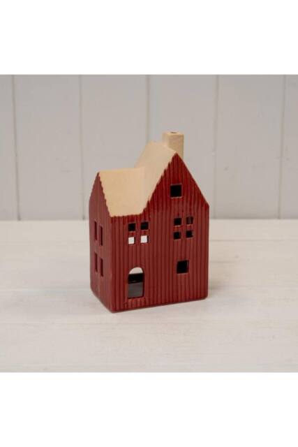 KDMD Large Red Ceramic House Tealight Holder - image 1