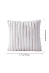 Living and Home 45x45cm Brushed Fabric Cushion Fluffy Striped Throw Pillow in White - Size: 45x45 cm - thumbnail 3