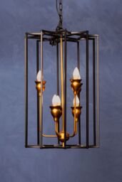 Orsina 6 Bulb Painted Bronze Pendant Lamp, Interlinked Matte Black Iron Shade, Hanging Light in Brown - thumbnail 2