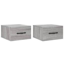 Berkfield Home Decorative Wall-mounted Bedside Cabinets 2 pcs Grey Sonoma 35x35x20 cm - Size: 35 x 35 x 20 cm - thumbnail 3