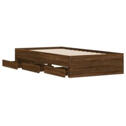 Berkfield Home Bed Frame with Drawers without Mattress Brown Oak 100x200 cm - thumbnail 5