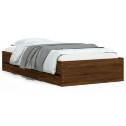 Berkfield Home Bed Frame with Drawers without Mattress Brown Oak 100x200 cm - thumbnail 2