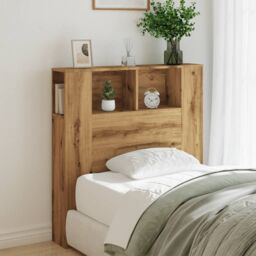 Berkfield Home Headboard Cabinet Artisan Oak 100x19x104.5 cm Engineered Wood in Brown - thumbnail 3