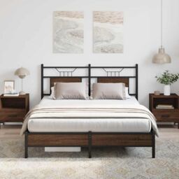 Berkfield Home Bed Frame without Mattress Brown Oak 140x200 cm Engineered Wood - thumbnail 5