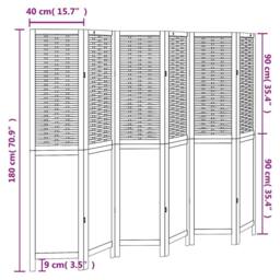Berkfield Home Room Divider 6 Panels White Solid Wood Paulownia - thumbnail 8