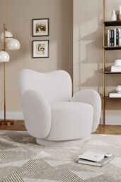 Plush Teddy Upholstered Swivel Armchair - thumbnail 1
