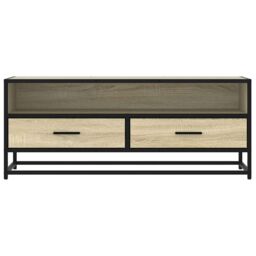 Berkfield Home TV Cabinet Sonoma Oak 100x34.5x40 cm Engineered Wood & Metal in Brown - thumbnail 4