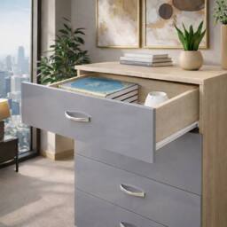 Harmin High Gloss Grey on Sonoma Oak 4 Drawer Chest - thumbnail 5